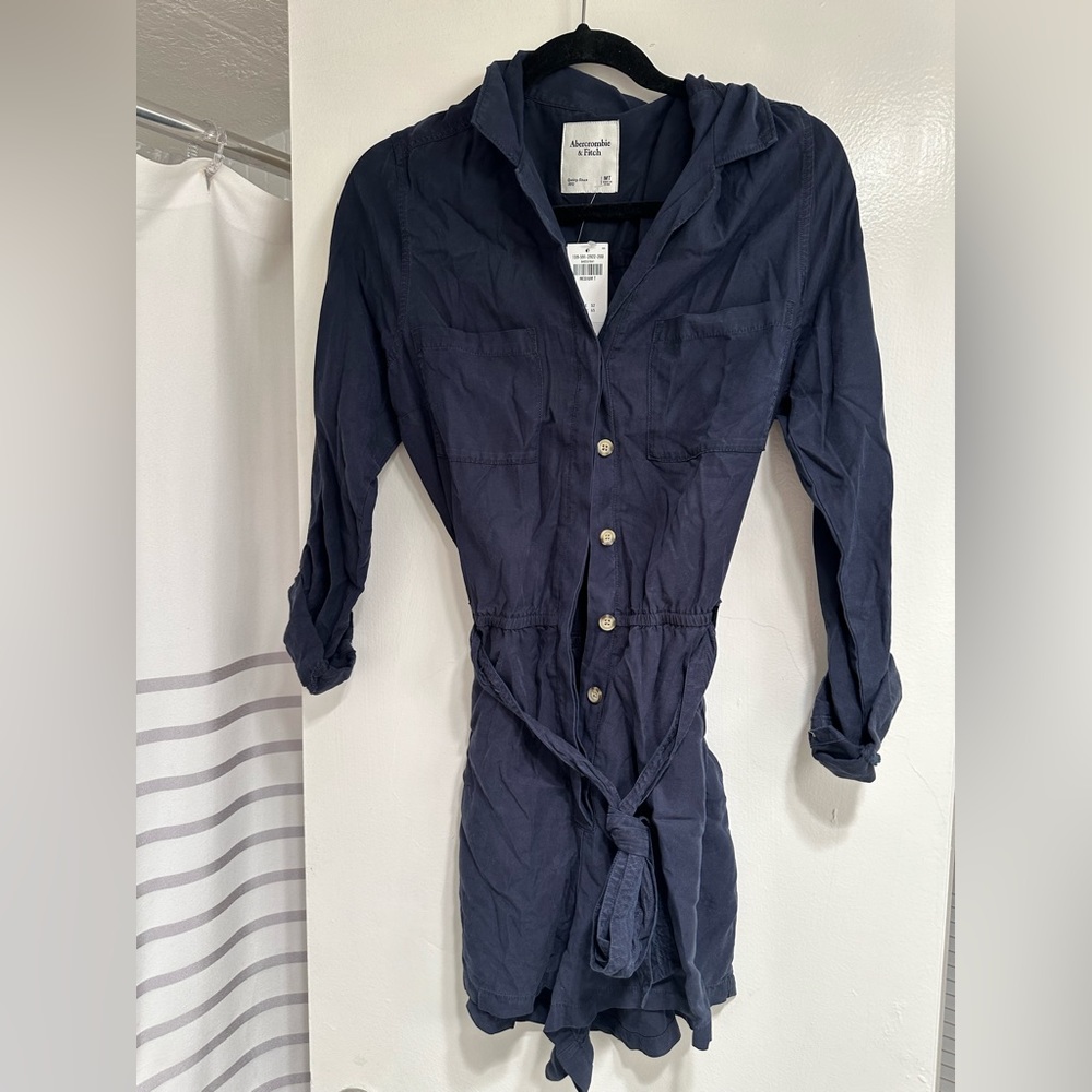 Romper button down with tie